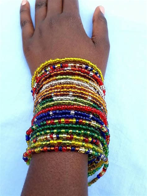 Beaded African Braceletsseed Beed Braceletssingle Bracelet Etsy