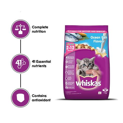 Whiskas Kitten Dry Cat Food Months Ocean Fish With Milk Flavor