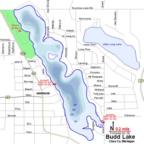 Budd Lake Map Clare County Michigan Fishing Michigan Interactive™