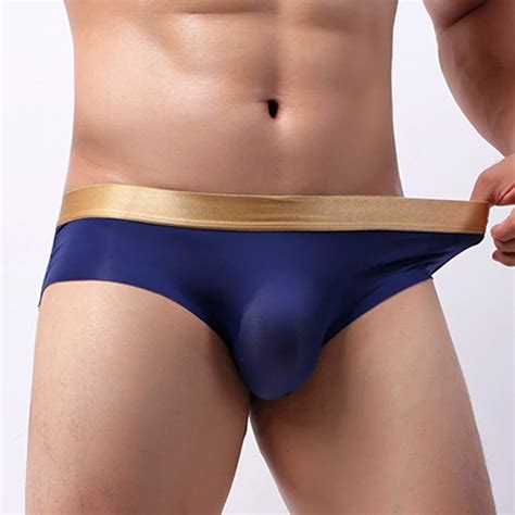 Mens Sexy Briefs Ice Silk Men Underwear Seamless Briefs Ultra Thin Gay