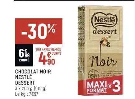 Offre Chocolat Noir Nestl Dessert Chez Spar