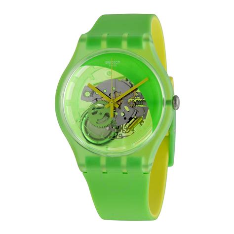 Swatch Pomme Tech Green Skeletal Dial Mens Watch Suog110 Originals