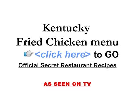 Kentucky Fried Chicken Menu