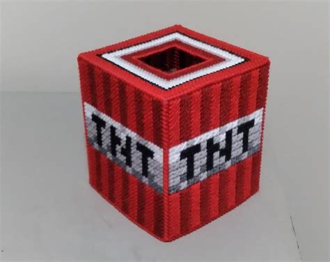 Minecraft Tnt Plastic Canvas Tissue Box Cover Tissue Topper Tbc Etsy