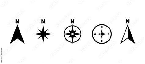 North symbol vector set, direction compass icon Stock Vector | Adobe Stock