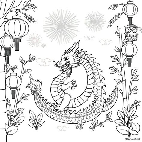 gambar mewarnai naga cina  dewasa