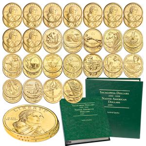 Complete Uncirculated P D Sacagawea Dollar Set With Album