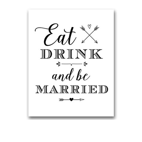 Wedding Sign Black White Arrow Tribal Eat Drink And Be Married