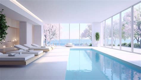serene luxury spa  swimming pool modern hotel wellness center