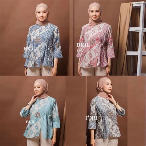 Jual Baju Batik Wanita Modern Kantor Elegan Lengan Balon Premium