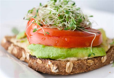 Open Faced Hummus And Veg Sandwich