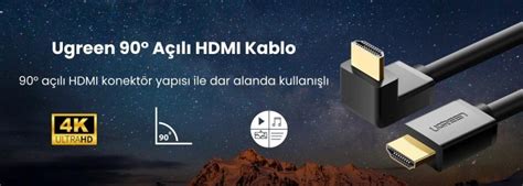 UGREEN 90 Derece Açılı 4K HDMI Kablo 2 Metre Ugreen Türkiye