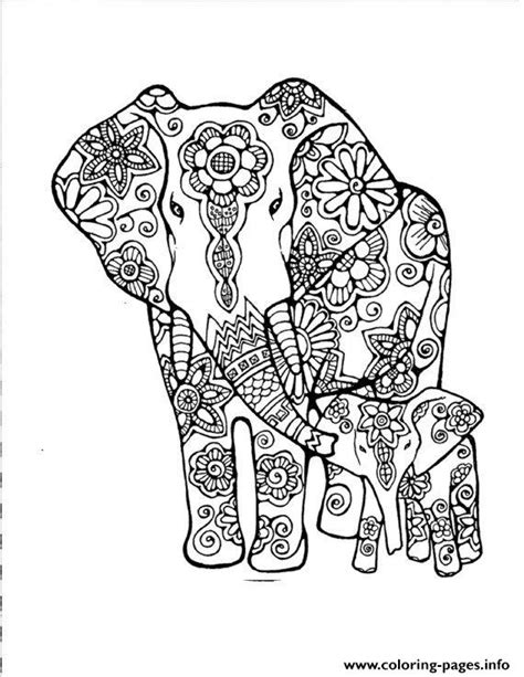 Elephants Abstract Doodle Adult Coloring Page Printable