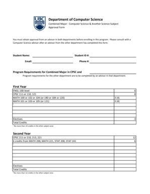 Fillable Online Cs Ubc Combined Major Other Subject Approval Form Xlsx