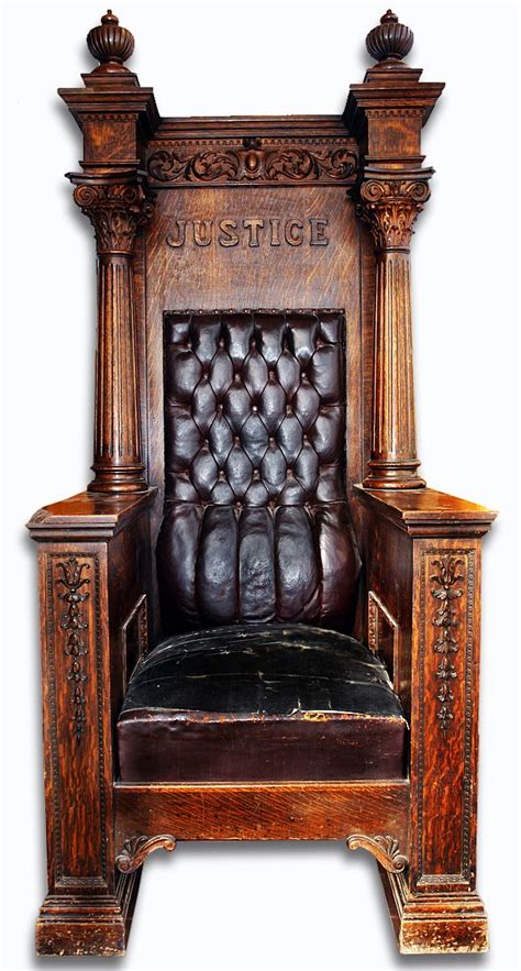 Masonic Lodge Solid Oak Chair With Carved Justice