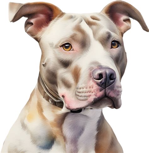 Ai Generated Watercolor Painting Of A Cute Pitbull 41321045 Png