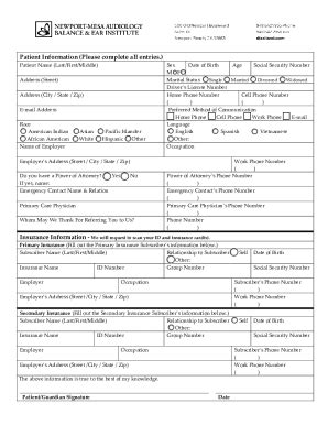 Fillable Online Patient Information Form Pdf PATIENT INFORMATION FORM