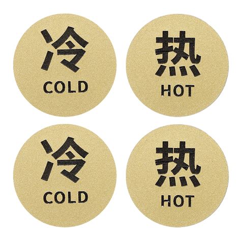 Uxcell Self Stick Hot Cold Water Label Pairs Pack Acrylic Round Shape Sticker Signs For