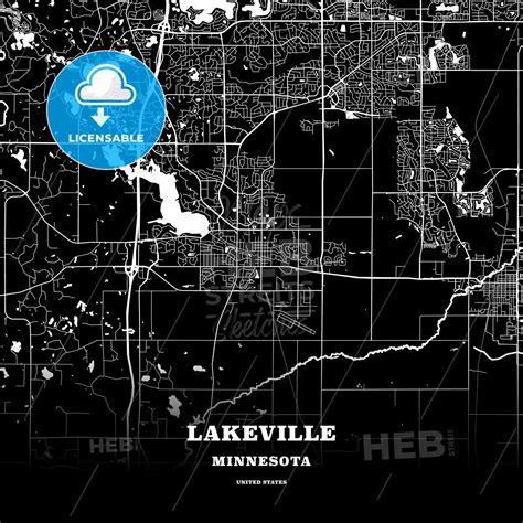 Black Map Poster Template Of Lakeville Minnesota Usa Hebstreits