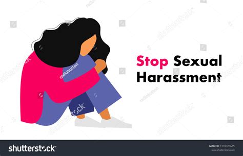 Stop Sexual Harassment Vector Illustration Frightened Stock Vector