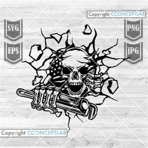 Us Plumber Skull Smash Wall Svg Plumber Skull Svg Plumber Dad Svg