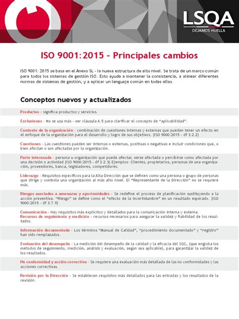 Principales Cambios De La Norma Iso 9001 2015 Pdf Calidad Comercial Planificación