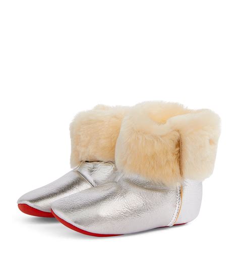 Christian Louboutin Kids Baby Bootie Nappa Leather And Shearling Boots