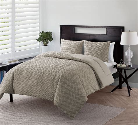 Nina 3 Piece Basket Weave Soft Textured Bedding Full Queen Size Quilt