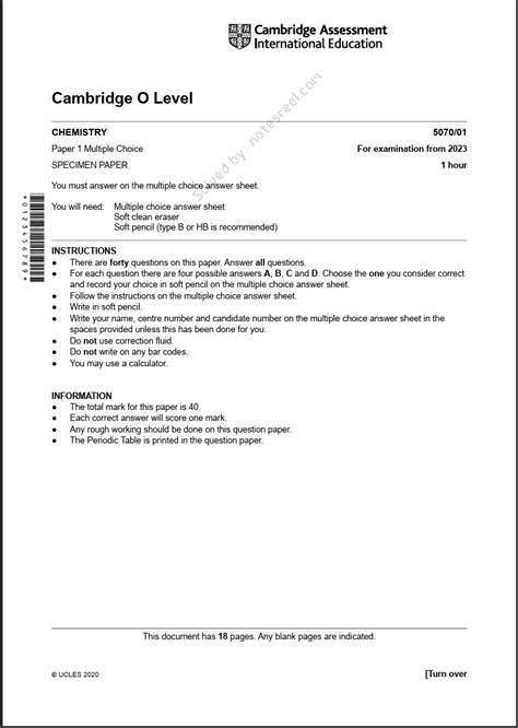 Chemistry Mcqs Solved Specimen Paper June O Level