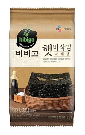 Bibigo Roasted Seaweed Snack Korean Style Savory Seasoned With Salt