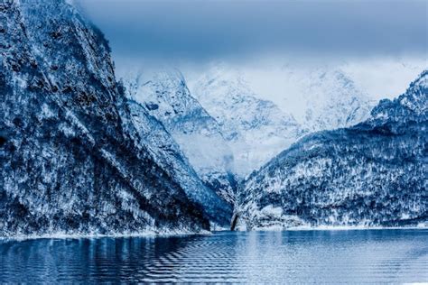 Premium Photo | Norwegian fjords in winter