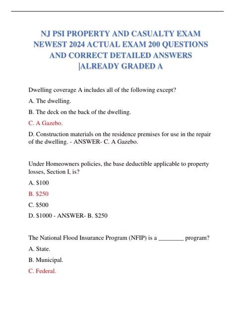 Nj Psi Property And Casualty Exam Newest Actual Exam Questions