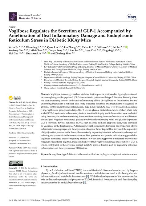 PDF Voglibose Regulates The Secretion Of GLP 1 Accompanied By