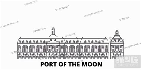 France Bordeaux Port Of The Moon Landmark Line Travel Skyline Set