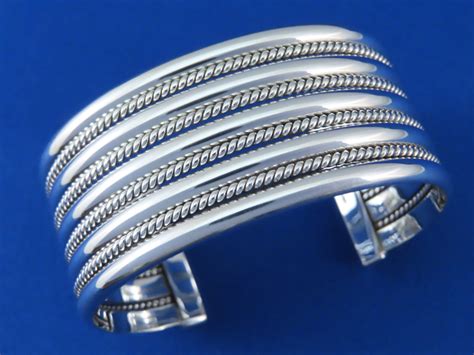 Artie Yellowhorse Wide Sterling Silver Cuff Bracelet Navajo Jewelry