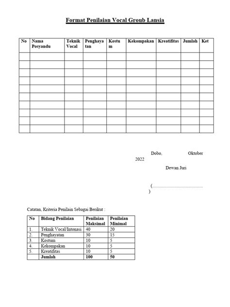 Format Penilaian Vocal Groub Lansia Pdf