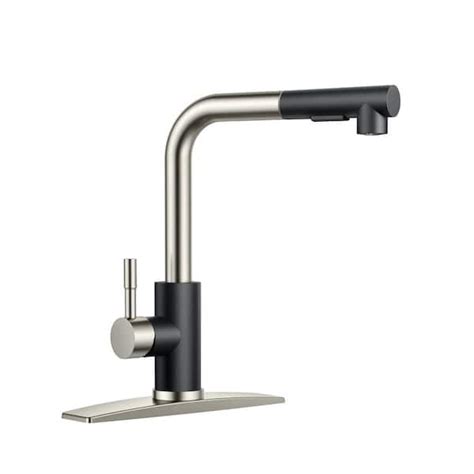 Androme Single Handle Pull Down Sprayer Kitchen Faucet With Pull Out Spray Wand In Black Brushed