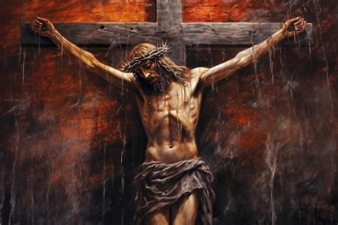 Jesucristo crucificado en la cruz en el monte gólgota murió por los