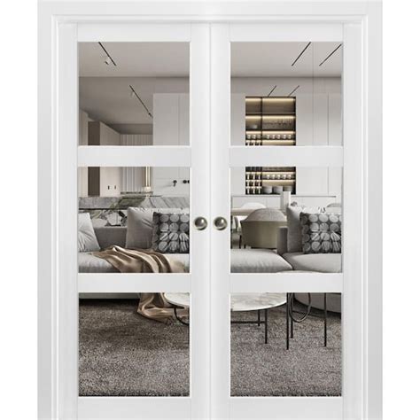 Sartodoors 84 In X 96 In 3 Panel White Finished Wood Sliding Door