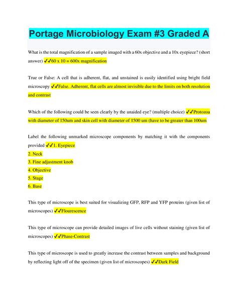 Portage Microbiology Exam 3 Graded A