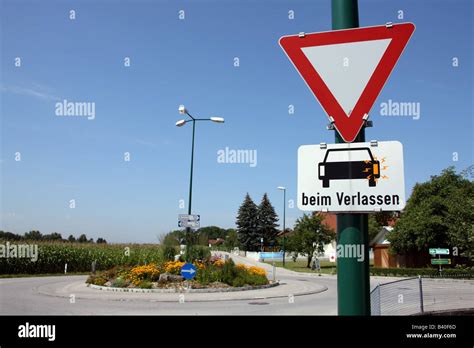 Yield Roundabout Traffic Signs Hi Res Stock Photography And Images Alamy