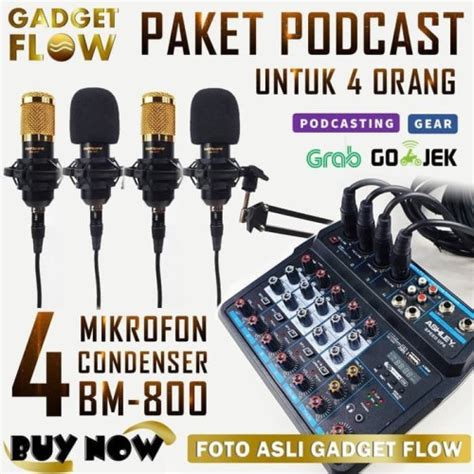 Jual PAKET PODCAST 4 ORANG Mic BM 800 Mixer Ashley 6ch USB Audio