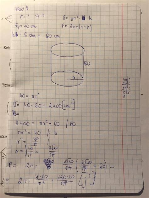 Zad 1 Oblicz Objetosc I Pole Powierzchni Calkowitej Walca O Powierzchni