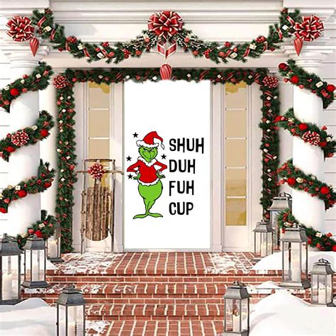 Christmas Grinch Door Cover Cloth Curtain Grinch Ornaments Christmas