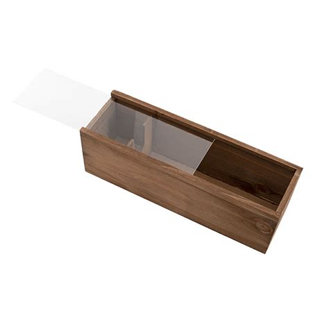 Wooden Wine Box Clear Perspex Lid Brown X X Cmh