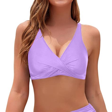 ANINEO Women Swimwear Full Coverage Bikini Tops Push Up Swimsuits Tops Sport Bra Bathing Suits