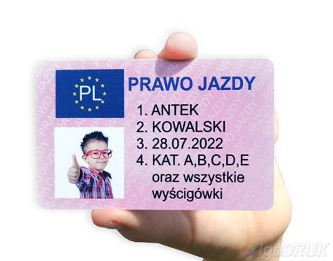 KARTA Z NADRUKIEM PRAWO JAZDY LEGITYMACJE ŚMIESZNE LICENCJE