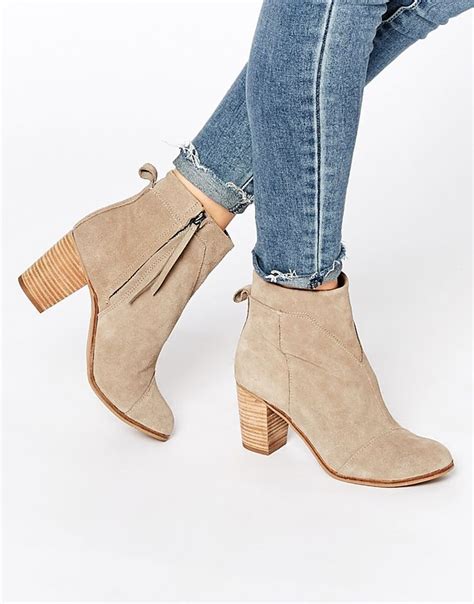 TOMS Taupe Suede Ankle Boots ASOS Suede Ankle Boots Boots Heeled