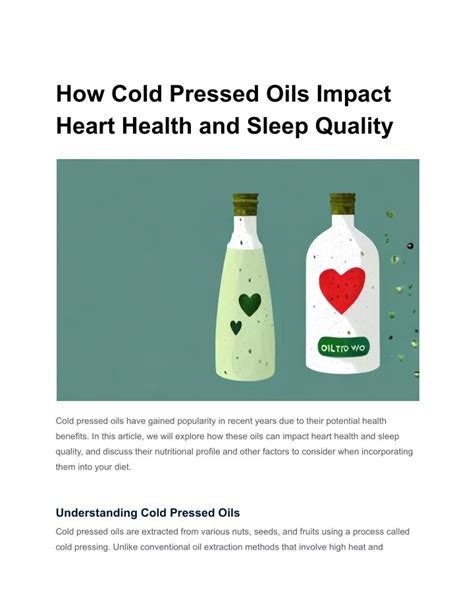 Ppt Cold Pressed Oils Impact Heart Health And Sleep Quality