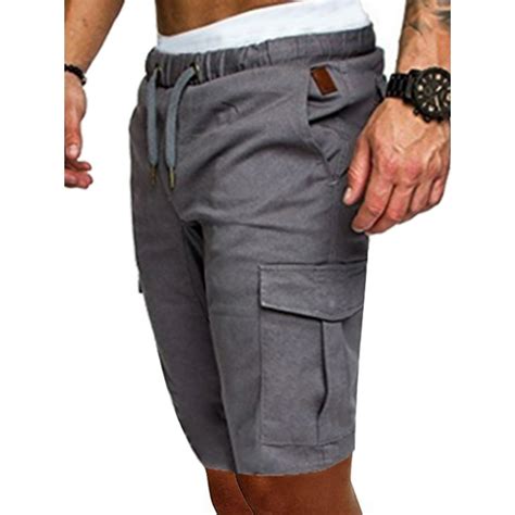 Amavo Avamo Mens Shorts Casual Drawstring Zipper Pockets Elastic Waist Cargo Shorts Relaxed